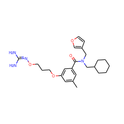 Cc1cc(OCCCON=C(N)N)cc(C(=O)N(Cc2ccoc2)CC2CCCCC2)c1 ZINC000027202313