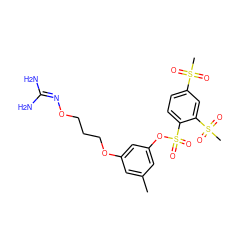 Cc1cc(OCCCON=C(N)N)cc(OS(=O)(=O)c2ccc(S(C)(=O)=O)cc2S(C)(=O)=O)c1 ZINC000029313746