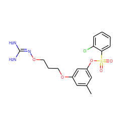 Cc1cc(OCCCON=C(N)N)cc(OS(=O)(=O)c2ccccc2Cl)c1 ZINC000013489449