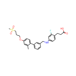 Cc1cc(OCCCS(C)(=O)=O)ccc1-c1cccc(CNc2ccc(CCC(=O)O)c(F)c2)c1 ZINC000095554345