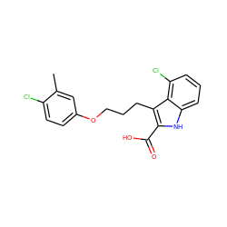 Cc1cc(OCCCc2c(C(=O)O)[nH]c3cccc(Cl)c23)ccc1Cl ZINC000095596665