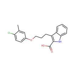 Cc1cc(OCCCc2c(C(=O)O)[nH]c3ccccc23)ccc1Cl ZINC000095594182