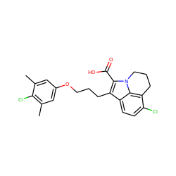 Cc1cc(OCCCc2c(C(=O)O)n3c4c(c(Cl)ccc24)CCC3)cc(C)c1Cl ZINC000299852262