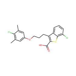 Cc1cc(OCCCc2c(C(=O)O)sc3c(Cl)cccc23)cc(C)c1Cl ZINC000095597880