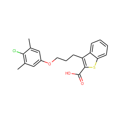 Cc1cc(OCCCc2c(C(=O)O)sc3ccccc23)cc(C)c1Cl ZINC000095543913