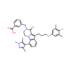 Cc1cc(OCCCc2c3n(c4c(-c5c(C)nn(C)c5C)cccc24)CCN(Cc2cccc(C(=O)O)c2)C3=O)cc(C)c1Cl ZINC000653708994