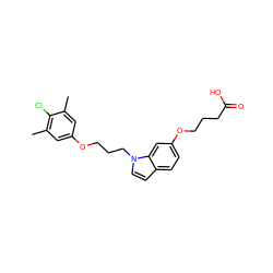 Cc1cc(OCCCn2ccc3ccc(OCCCC(=O)O)cc32)cc(C)c1Cl ZINC001772601300