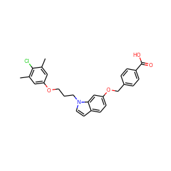 Cc1cc(OCCCn2ccc3ccc(OCc4ccc(C(=O)O)cc4)cc32)cc(C)c1Cl ZINC001772572422