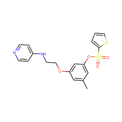 Cc1cc(OCCNc2ccncc2)cc(OS(=O)(=O)c2cccs2)c1 ZINC000013494019