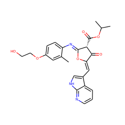 Cc1cc(OCCO)ccc1/N=C1\O/C(=C\c2c[nH]c3ncccc23)C(=O)[C@H]1C(=O)OC(C)C ZINC000221218569