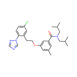 Cc1cc(OCCc2cc(Cl)ccc2-n2cncn2)cc(C(=O)N(CC(C)C)CC(C)C)c1 ZINC000066065984