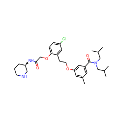 Cc1cc(OCCc2cc(Cl)ccc2OCC(=O)N[C@@H]2CCCNC2)cc(C(=O)N(CC(C)C)CC(C)C)c1 ZINC000066079638