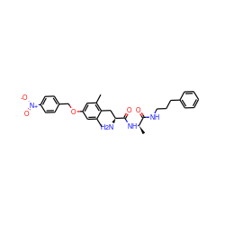 Cc1cc(OCc2ccc([N+](=O)[O-])cc2)cc(C)c1C[C@H](N)C(=O)N[C@H](C)C(=O)NCCCc1ccccc1 ZINC000027989392