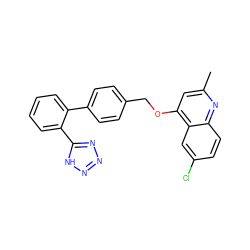 Cc1cc(OCc2ccc(-c3ccccc3-c3nnn[nH]3)cc2)c2cc(Cl)ccc2n1 ZINC000013728670