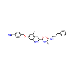 Cc1cc(OCc2ccc(C#N)cc2)cc(C)c1C[C@H](N)C(=O)N[C@H](C)C(=O)NCCCc1ccccc1 ZINC000013735534