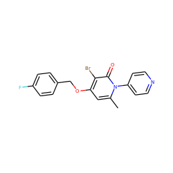 Cc1cc(OCc2ccc(F)cc2)c(Br)c(=O)n1-c1ccncc1 ZINC000049045339