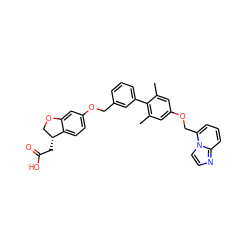 Cc1cc(OCc2cccc3nccn23)cc(C)c1-c1cccc(COc2ccc3c(c2)OC[C@H]3CC(=O)O)c1 ZINC000084759476