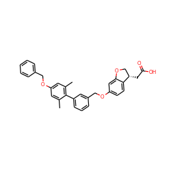 Cc1cc(OCc2ccccc2)cc(C)c1-c1cccc(COc2ccc3c(c2)OC[C@@H]3CC(=O)O)c1 ZINC000059570130