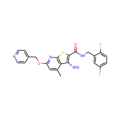 Cc1cc(OCc2ccncc2)nc2sc(C(=O)NCc3cc(F)ccc3F)c(N)c12 ZINC000064469027