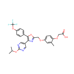 Cc1cc(OCc2nc(-c3cnc(OC(C)C)nc3)c(-c3ccc(OC(F)(F)F)cc3)o2)ccc1OCC(=O)O ZINC000049785234