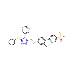 Cc1cc(OCc2nnc(SC3CCCC3)n2-c2cccnc2)ccc1-c1ccc(S(C)(=O)=O)cc1 ZINC000095598073