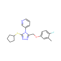 Cc1cc(OCc2nnc(SC3CCCC3)n2-c2cccnc2)ccc1F ZINC000095596799