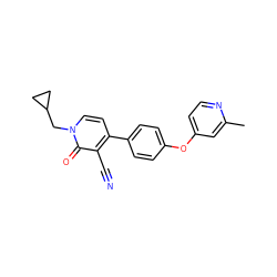 Cc1cc(Oc2ccc(-c3ccn(CC4CC4)c(=O)c3C#N)cc2)ccn1 ZINC000084669941