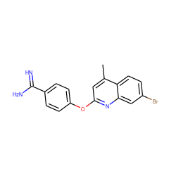 Cc1cc(Oc2ccc(C(=N)N)cc2)nc2cc(Br)ccc12 ZINC000013535232