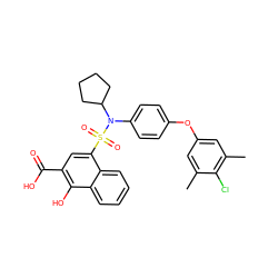 Cc1cc(Oc2ccc(N(C3CCCC3)S(=O)(=O)c3cc(C(=O)O)c(O)c4ccccc34)cc2)cc(C)c1Cl ZINC000653739741