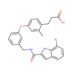 Cc1cc(Oc2cccc(CNC(=O)c3cc4cccc(Br)c4[nH]3)c2)ccc1CCC(=O)O ZINC000028825484