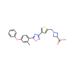 Cc1cc(Oc2ccccc2)ccc1-c1nc(-c2csc(CN3CC(C(=O)O)C3)c2)no1 ZINC000073278293