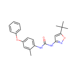 Cc1cc(Oc2ccccc2)ccc1NC(=O)Nc1cc(C(C)(C)C)on1 ZINC000040395177