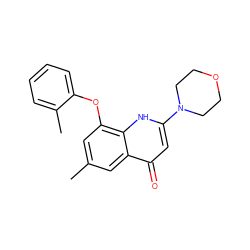 Cc1cc(Oc2ccccc2C)c2[nH]c(N3CCOCC3)cc(=O)c2c1 ZINC000169330988