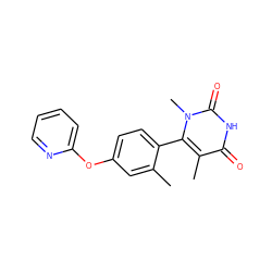 Cc1cc(Oc2ccccn2)ccc1-c1c(C)c(=O)[nH]c(=O)n1C ZINC000261121884