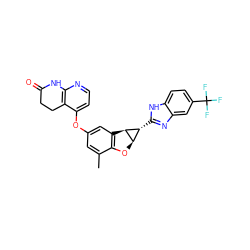 Cc1cc(Oc2ccnc3c2CCC(=O)N3)cc2c1O[C@@H]1[C@@H](c3nc4cc(C(F)(F)F)ccc4[nH]3)[C@H]21 ZINC000072291452