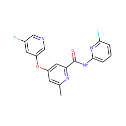 Cc1cc(Oc2cncc(F)c2)cc(C(=O)Nc2cccc(F)n2)n1 ZINC000148262653