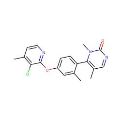 Cc1cc(Oc2nccc(C)c2Cl)ccc1-c1c(C)cnc(=O)n1C ZINC000221000634