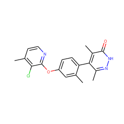 Cc1cc(Oc2nccc(C)c2Cl)ccc1-c1c(C)n[nH]c(=O)c1C ZINC000220976529