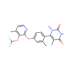 Cc1cc(Oc2nccc(C)c2OC(F)F)ccc1-c1c(C)c(=O)[nH]c(=O)n1C ZINC000261137746