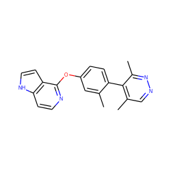 Cc1cc(Oc2nccc3[nH]ccc23)ccc1-c1c(C)cnnc1C ZINC000144643682