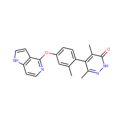 Cc1cc(Oc2nccc3[nH]ccc23)ccc1-c1c(C)n[nH]c(=O)c1C ZINC000144660364