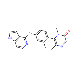 Cc1cc(Oc2nccc3[nH]ccc23)ccc1-c1c(C)ncc(=O)n1C ZINC000144609087