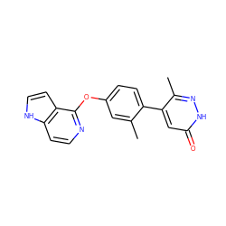 Cc1cc(Oc2nccc3[nH]ccc23)ccc1-c1cc(=O)[nH]nc1C ZINC000169705975