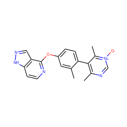 Cc1cc(Oc2nccc3[nH]ncc23)ccc1-c1c(C)nc[n+]([O-])c1C ZINC000144605746