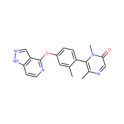 Cc1cc(Oc2nccc3[nH]ncc23)ccc1-c1c(C)ncc(=O)n1C ZINC000144824372