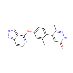 Cc1cc(Oc2nccc3n[nH]cc23)ccc1-c1cc(=O)[nH]nc1C ZINC000169705977