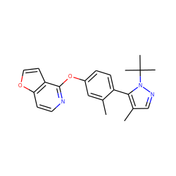 Cc1cc(Oc2nccc3occc23)ccc1-c1c(C)cnn1C(C)(C)C ZINC000218629014