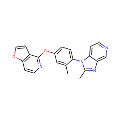 Cc1cc(Oc2nccc3occc23)ccc1-n1c(C)nc2cnccc21 ZINC000149568222