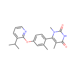 Cc1cc(Oc2ncccc2C(C)C)ccc1-c1c(C)c(=O)[nH]c(=O)n1C ZINC000261136359