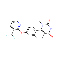 Cc1cc(Oc2ncccc2C(F)F)ccc1-c1c(C)c(=O)[nH]c(=O)n1C ZINC000261096455